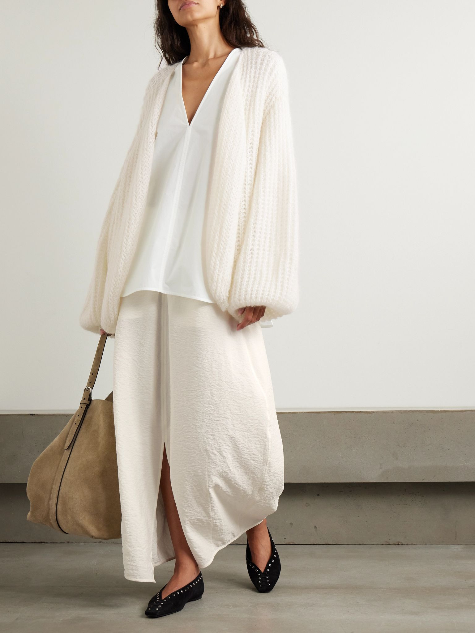 Parachute silk-blend maxi skirt White - 2