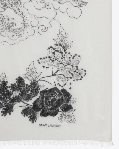 SAINT LAURENT floral and cloud-print scarf in wool outlook