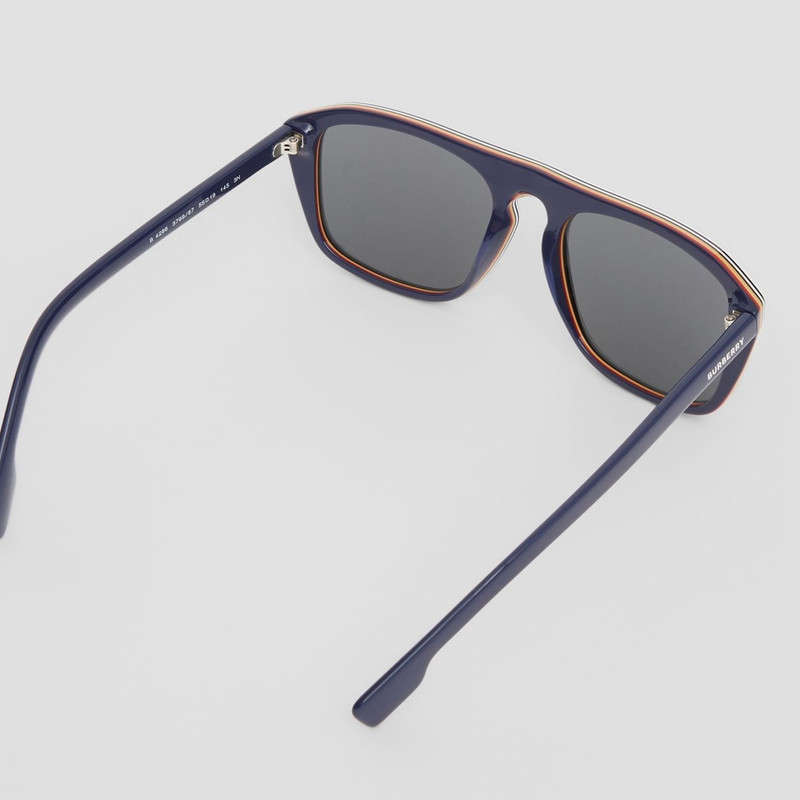 Icon Stripe Detail Square Frame Sunglasses 5
