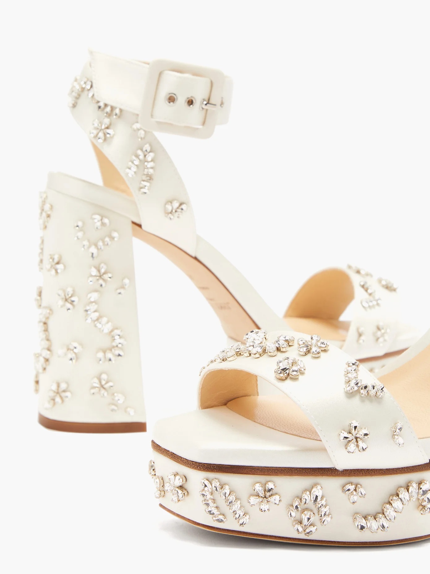 Jax 115 crystal-embellished satin platform sandals - 6