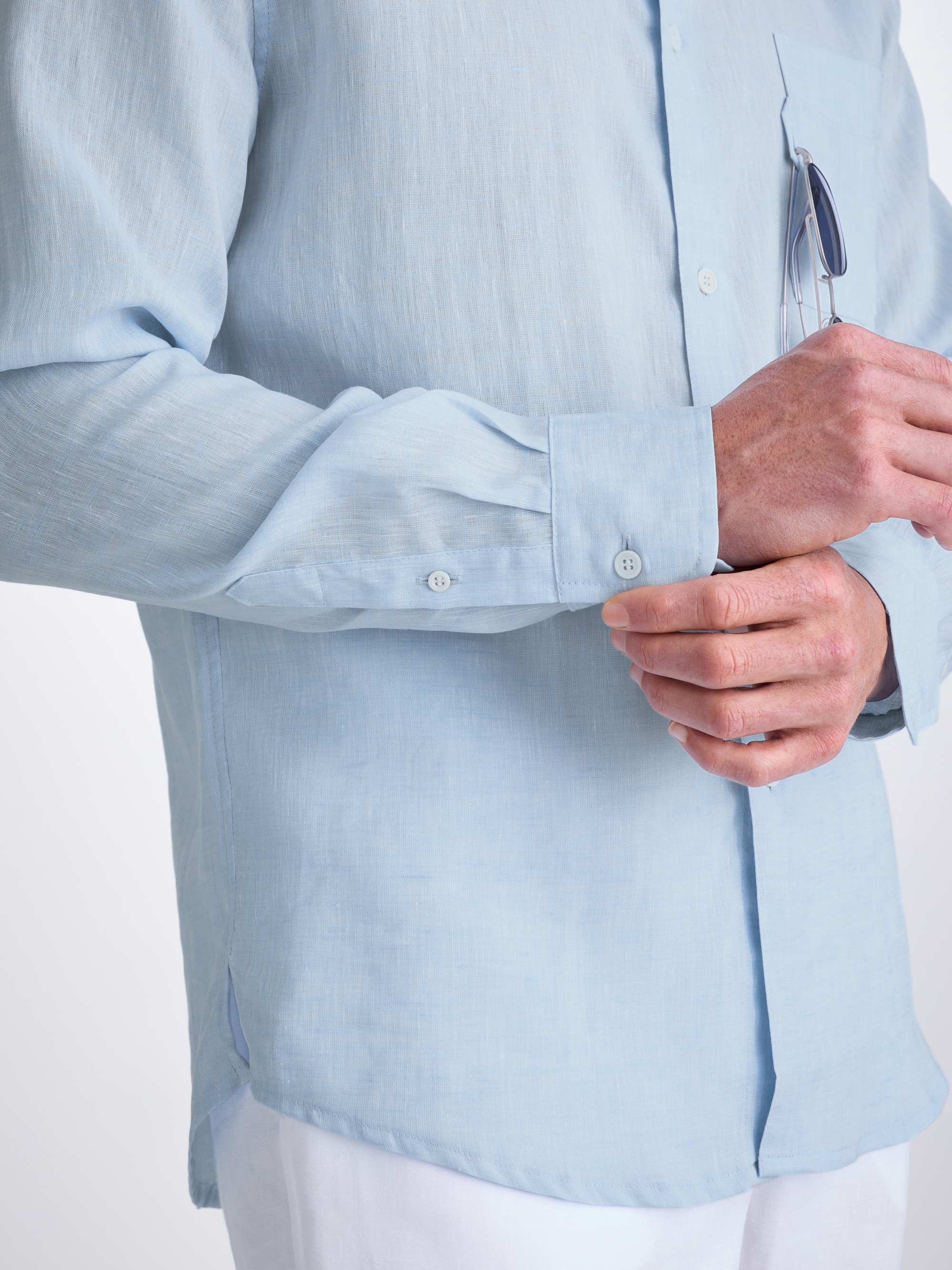 Men's Shirt Monaco Linen Sky Blue - 7