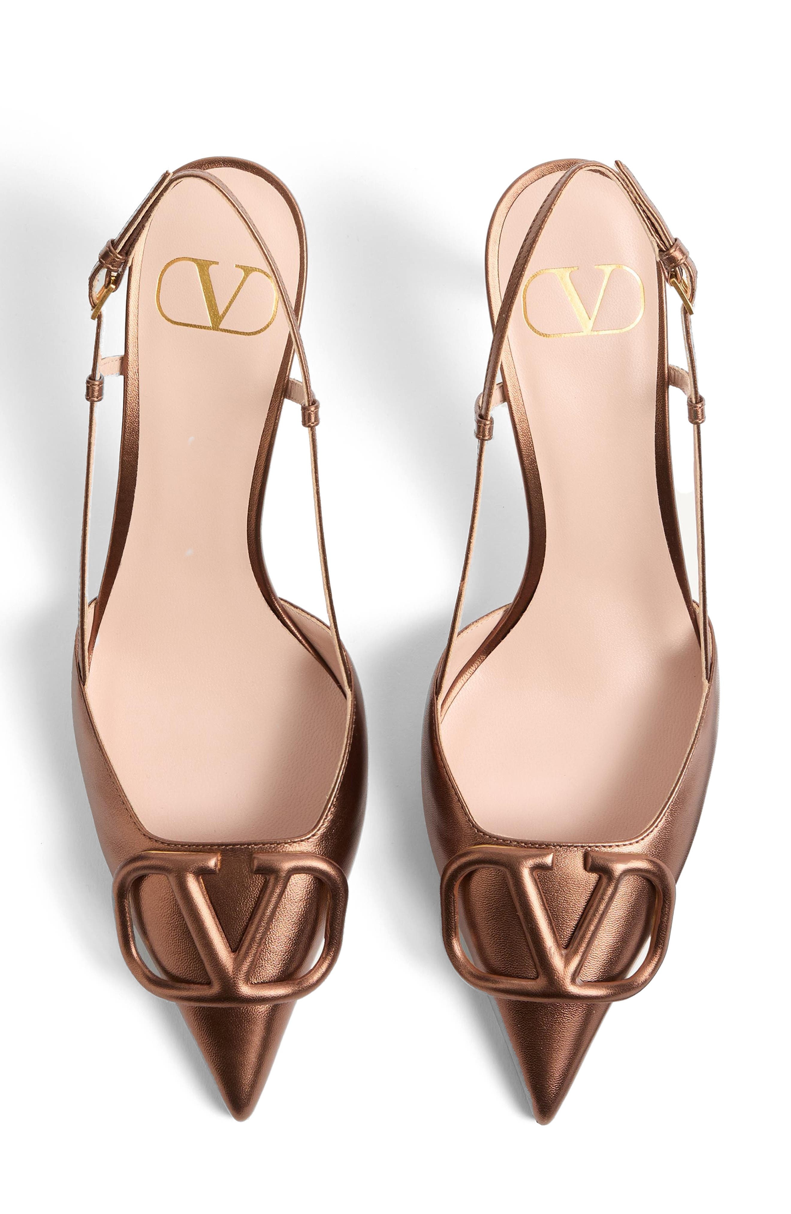 Valentino Garavani VLOGO Signature Metallic Slingback Pump in Bronze at Nordstrom - 5