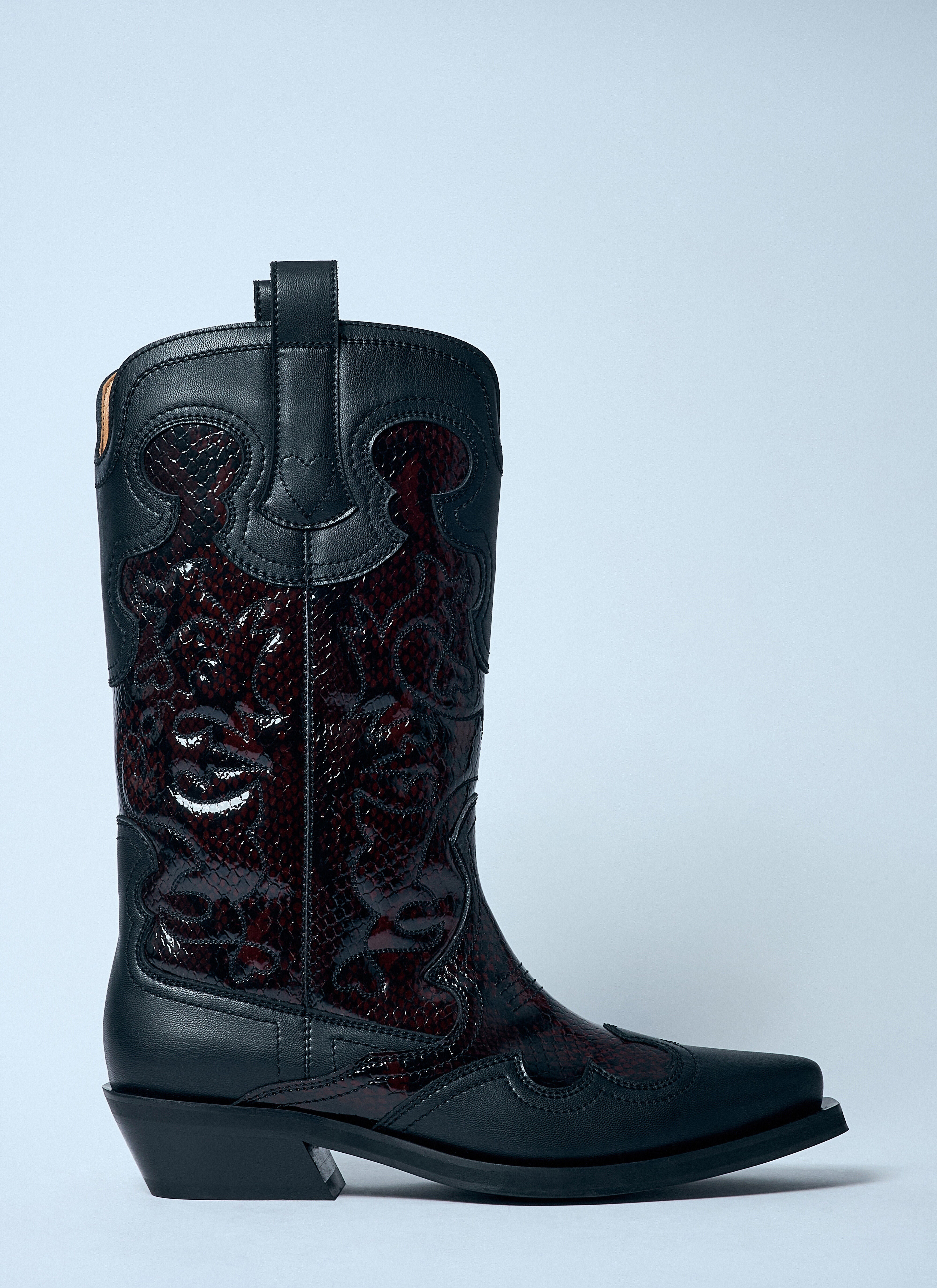 Ganni Women Mid Shaft Embroidered Western Boots - 1