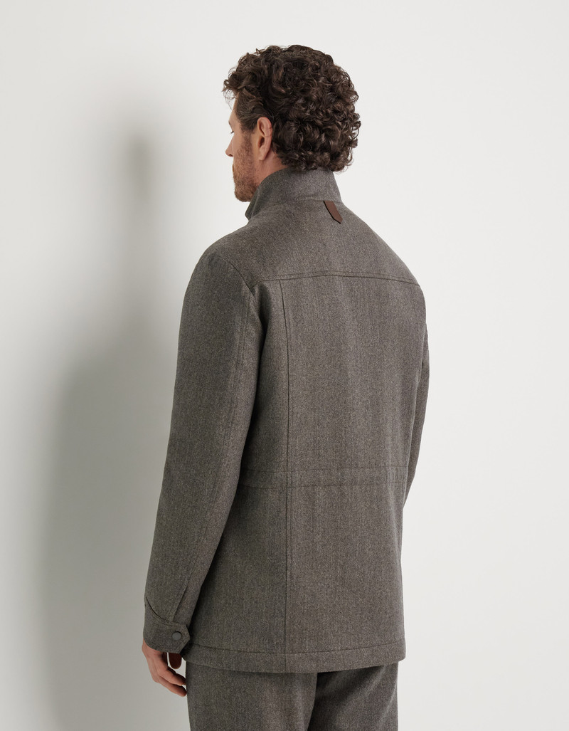 CARAMEL MIXED-MATERIAL ULTRALIGHT SUEDE BOMBER JACKET WITH KNIT INSERTS 114