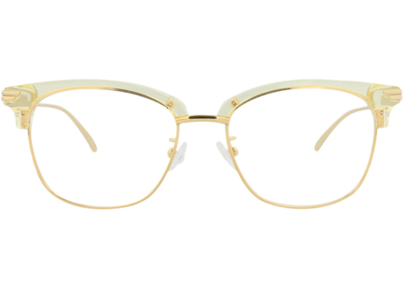 Bottega Veneta Round-Frame Acetate Optical Frames Beige Gold Transparent (BV1011OA-30008317-004) 1