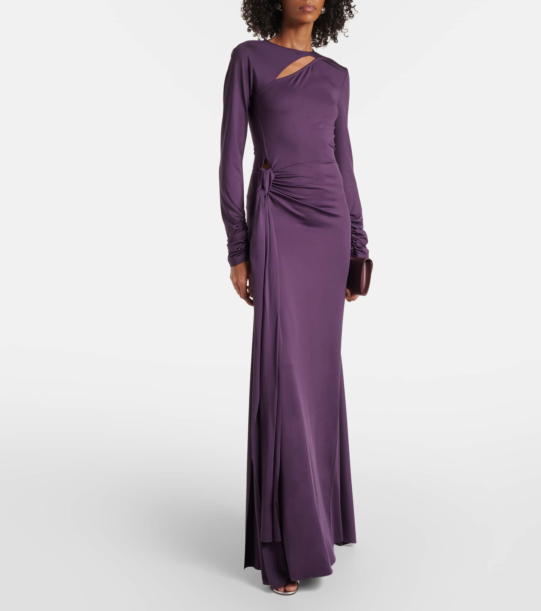 Cutout draped jersey maxi dress - 2