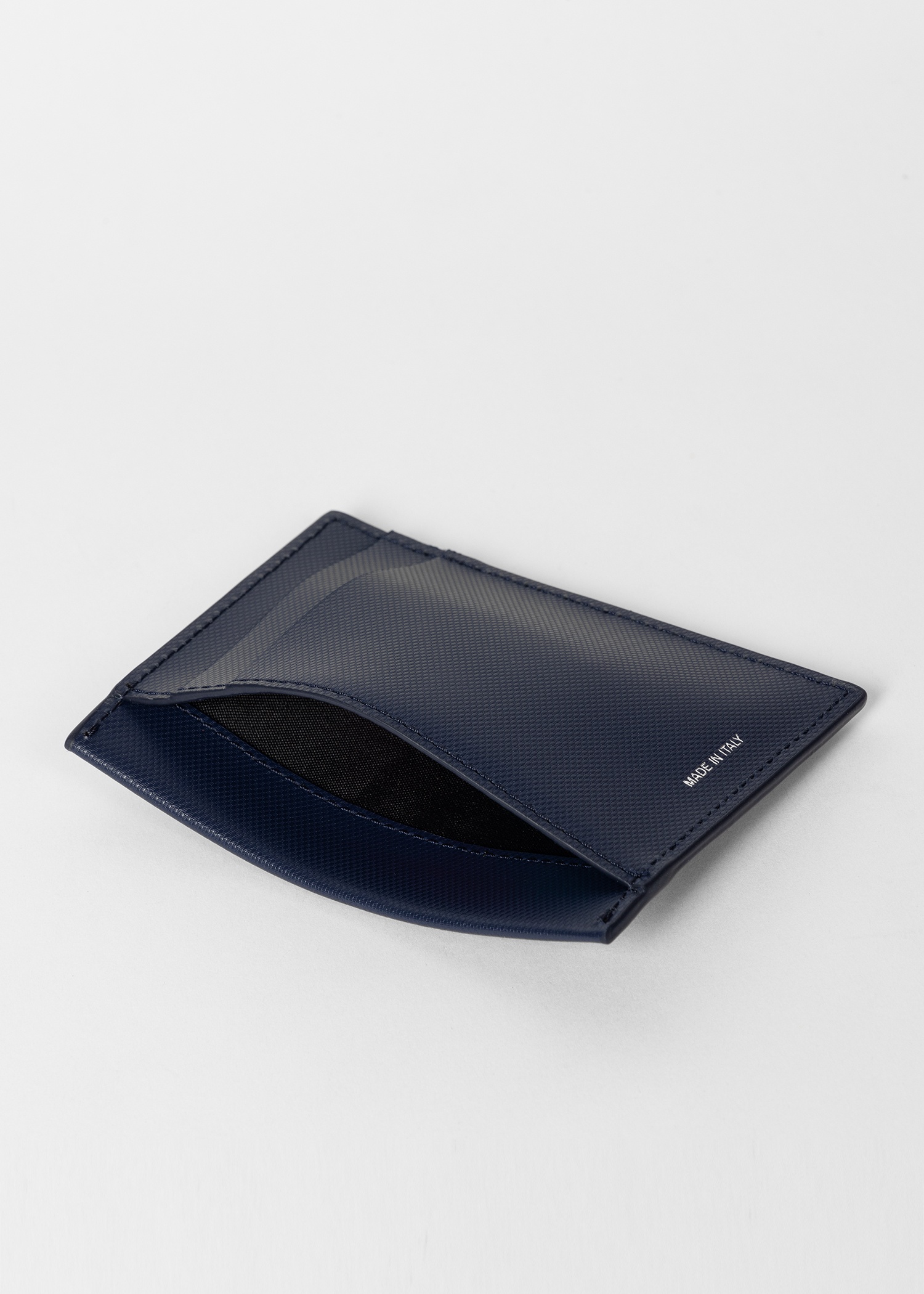 Navy Embossed Leather Card Holder - 4