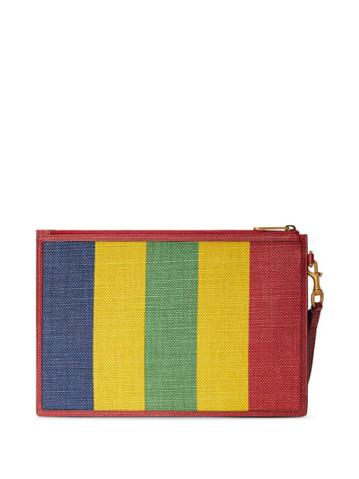 GUCCI striped logo clutch bag outlook