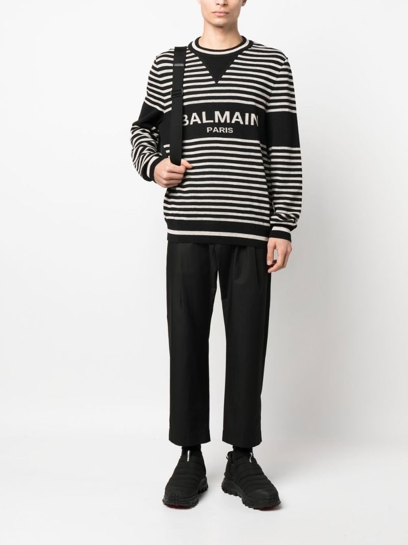 striped intarsia logo jumper - 2