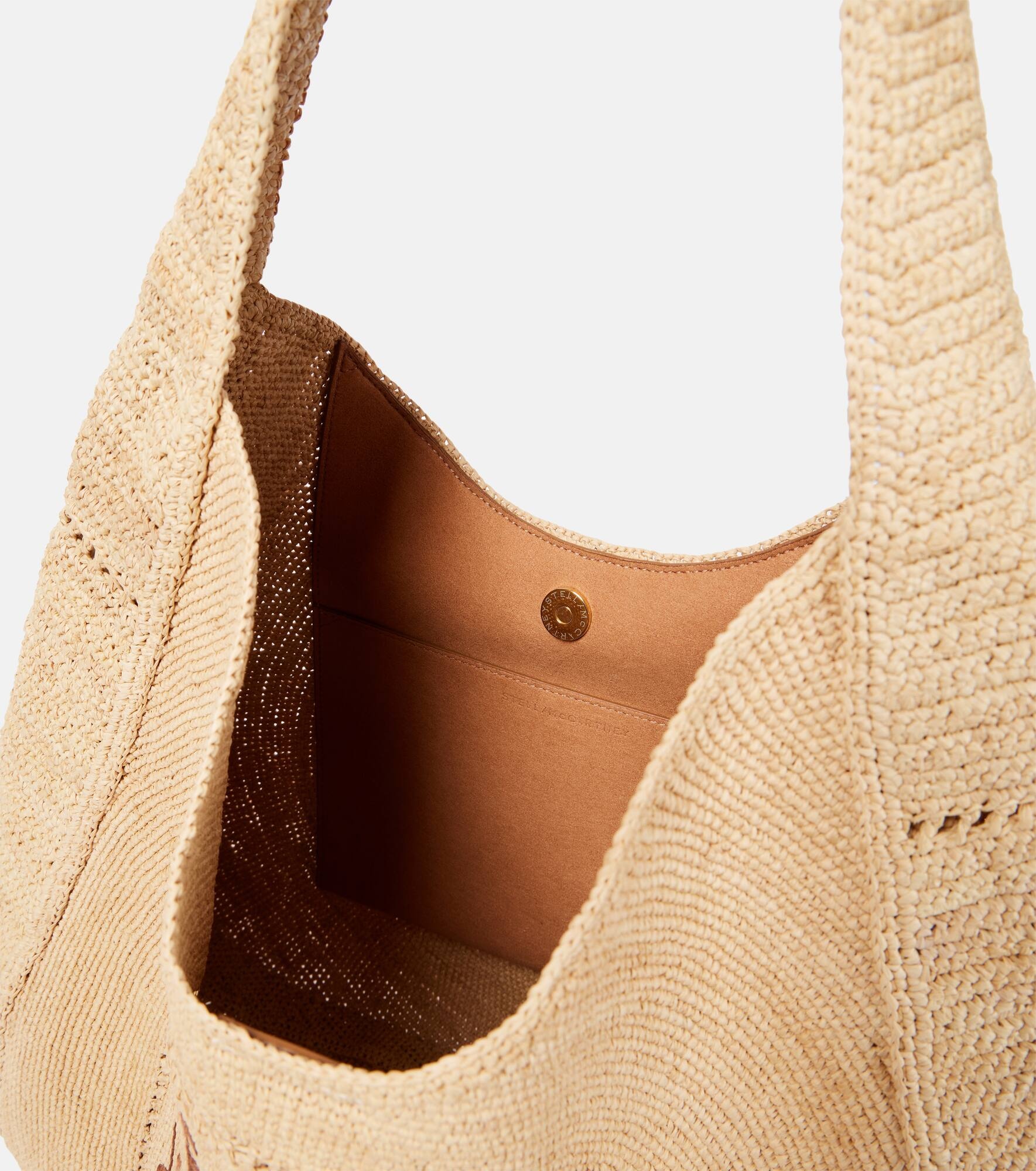 Logo embroidered raffia tote bag - 3