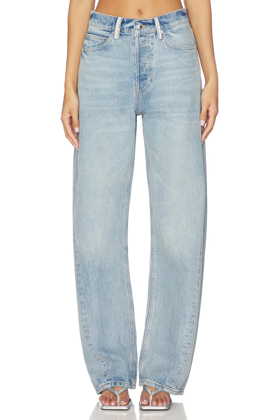 Relaxed Straight Cut With Crystal Belt Loops - 1