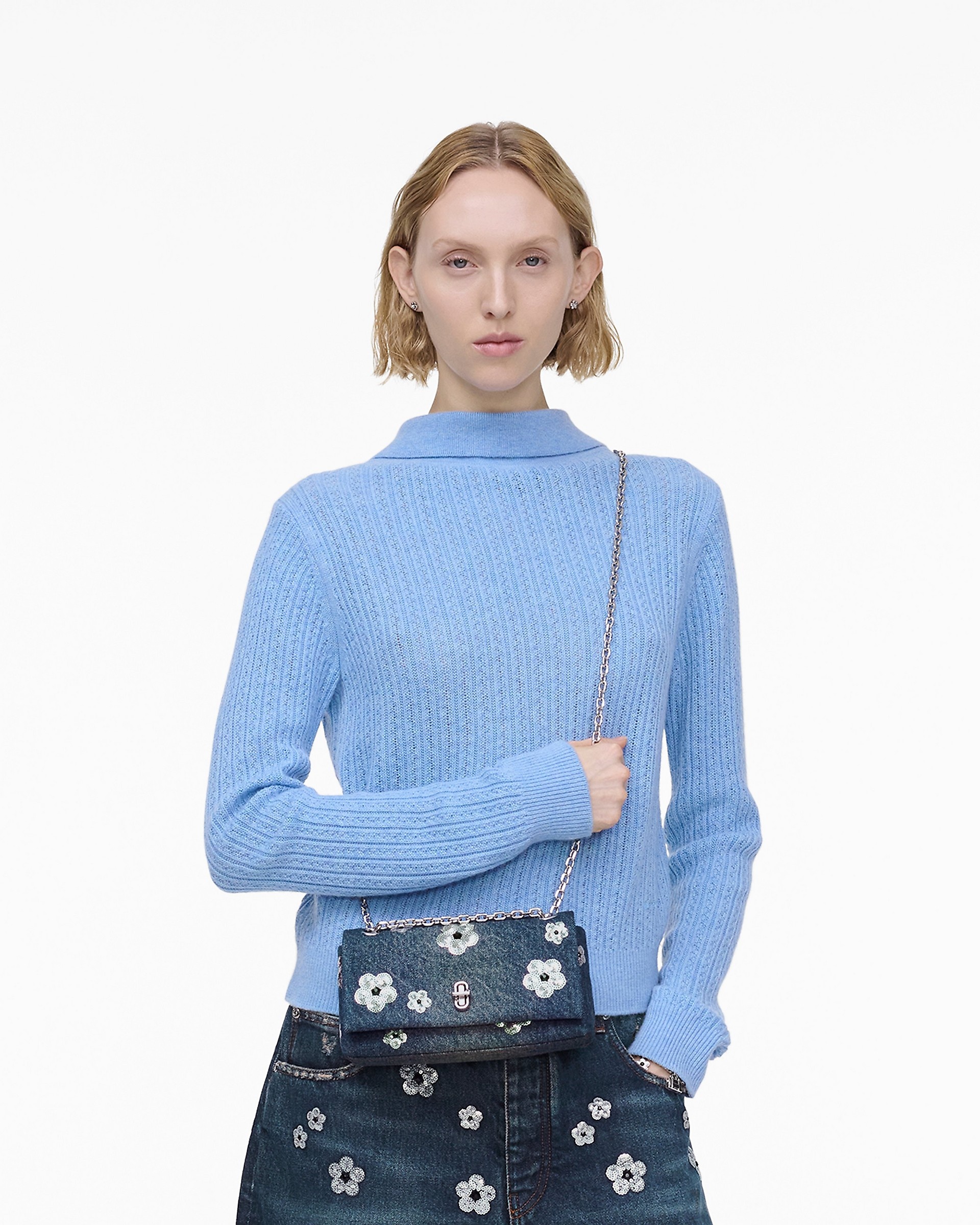 THE SEQUIN DAISY DENIM DUAL CHAIN MINI BAG - 6