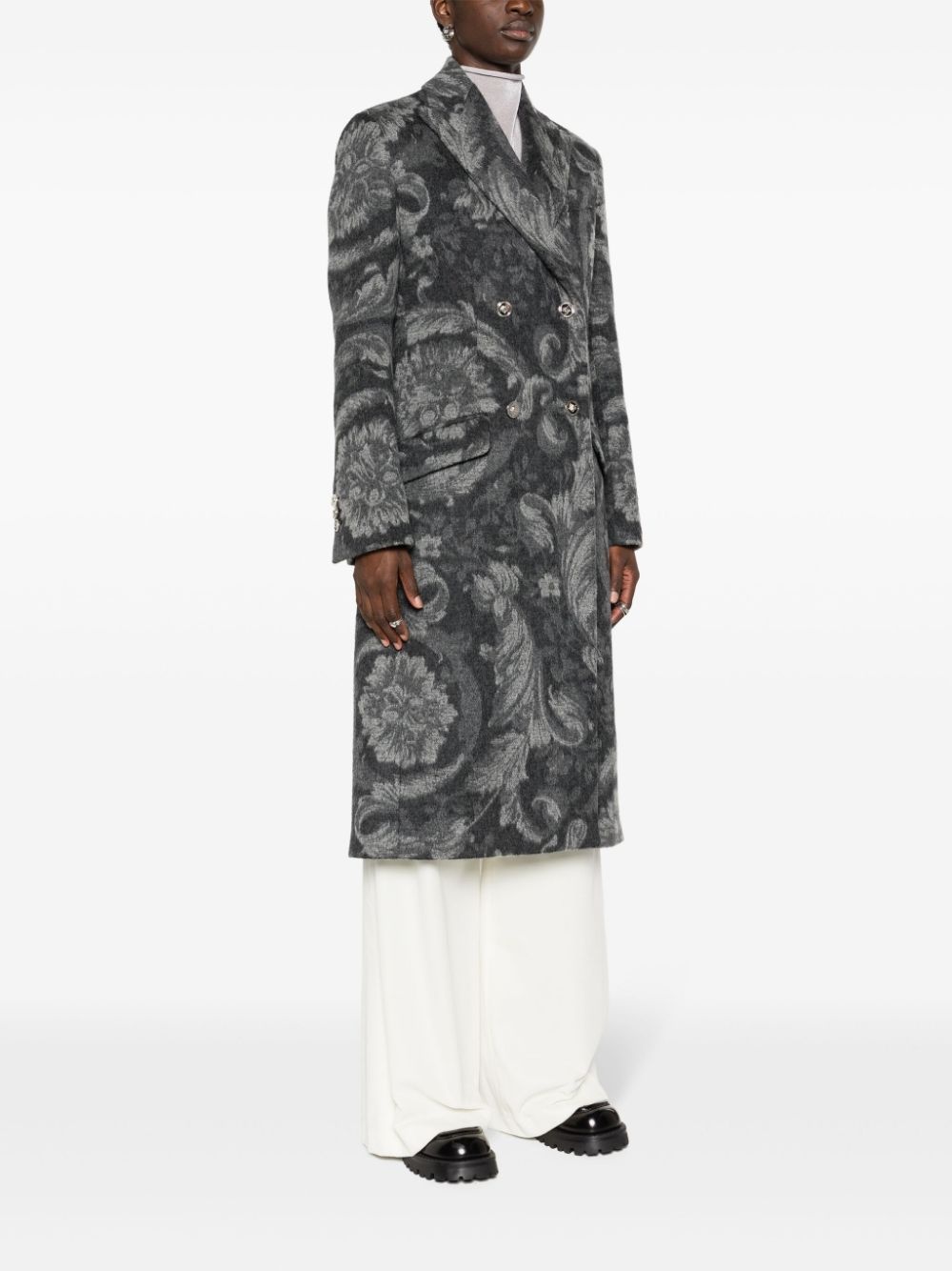 Barocco Stencil double-breasted coat - 3
