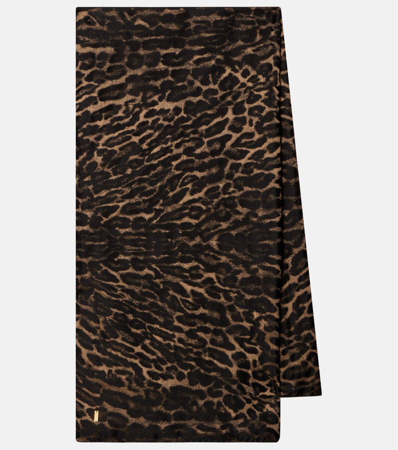 Leopard-print silk and cashmere scarf 1