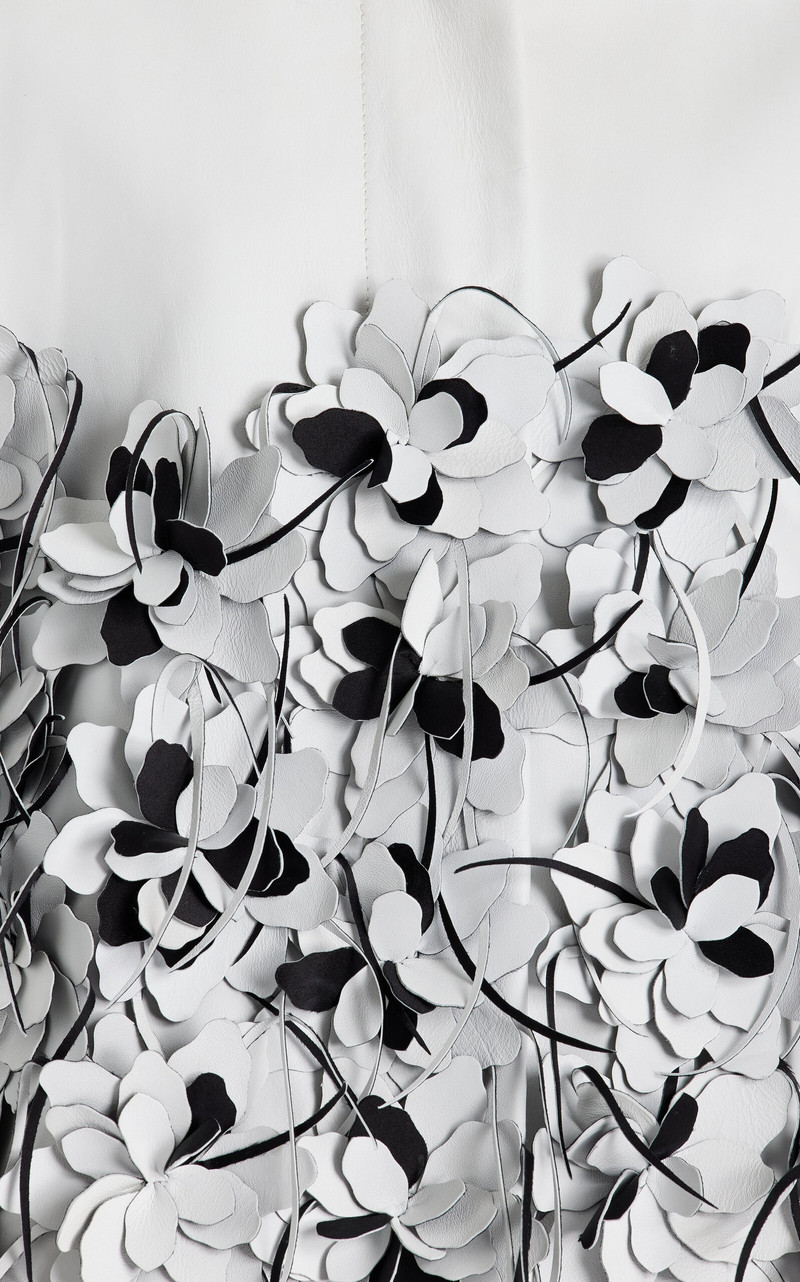 Evrin Floral-Appliquéd Vegan Leather Jacket white 4