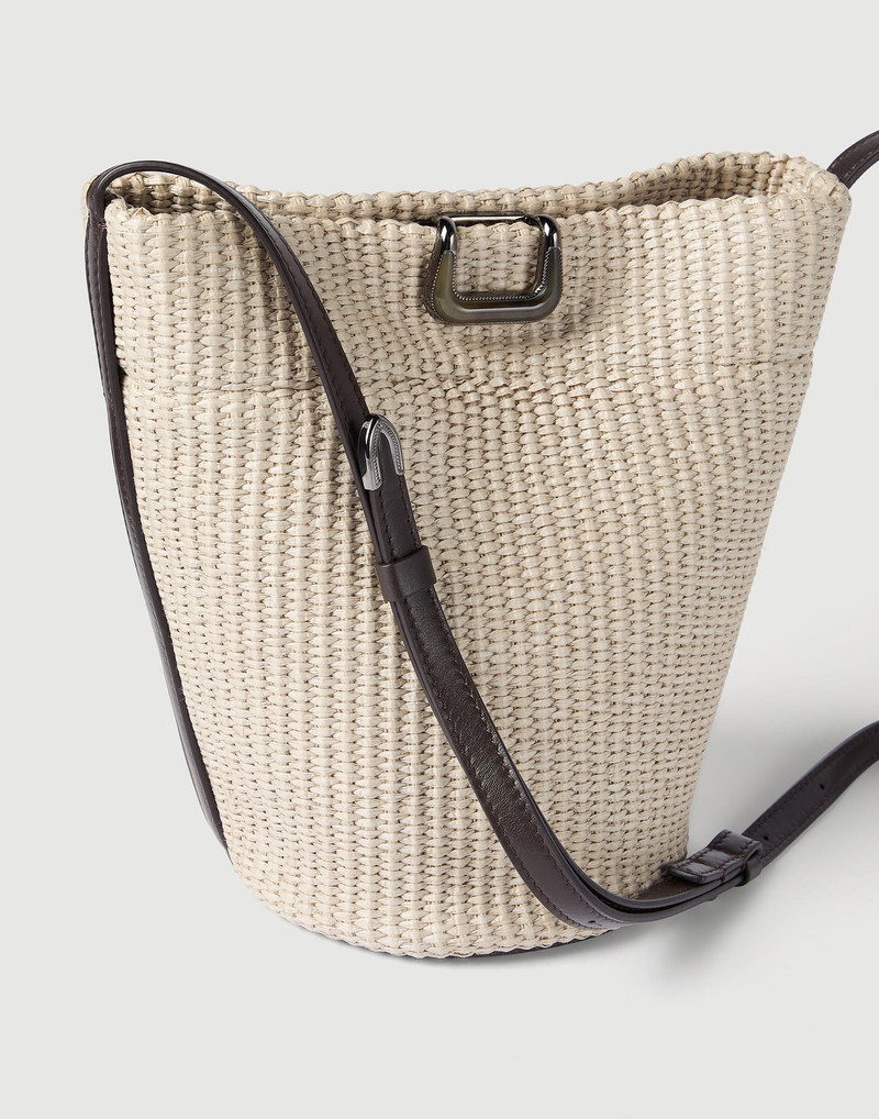 Sartorial small bucket bag in techno raffia 3
