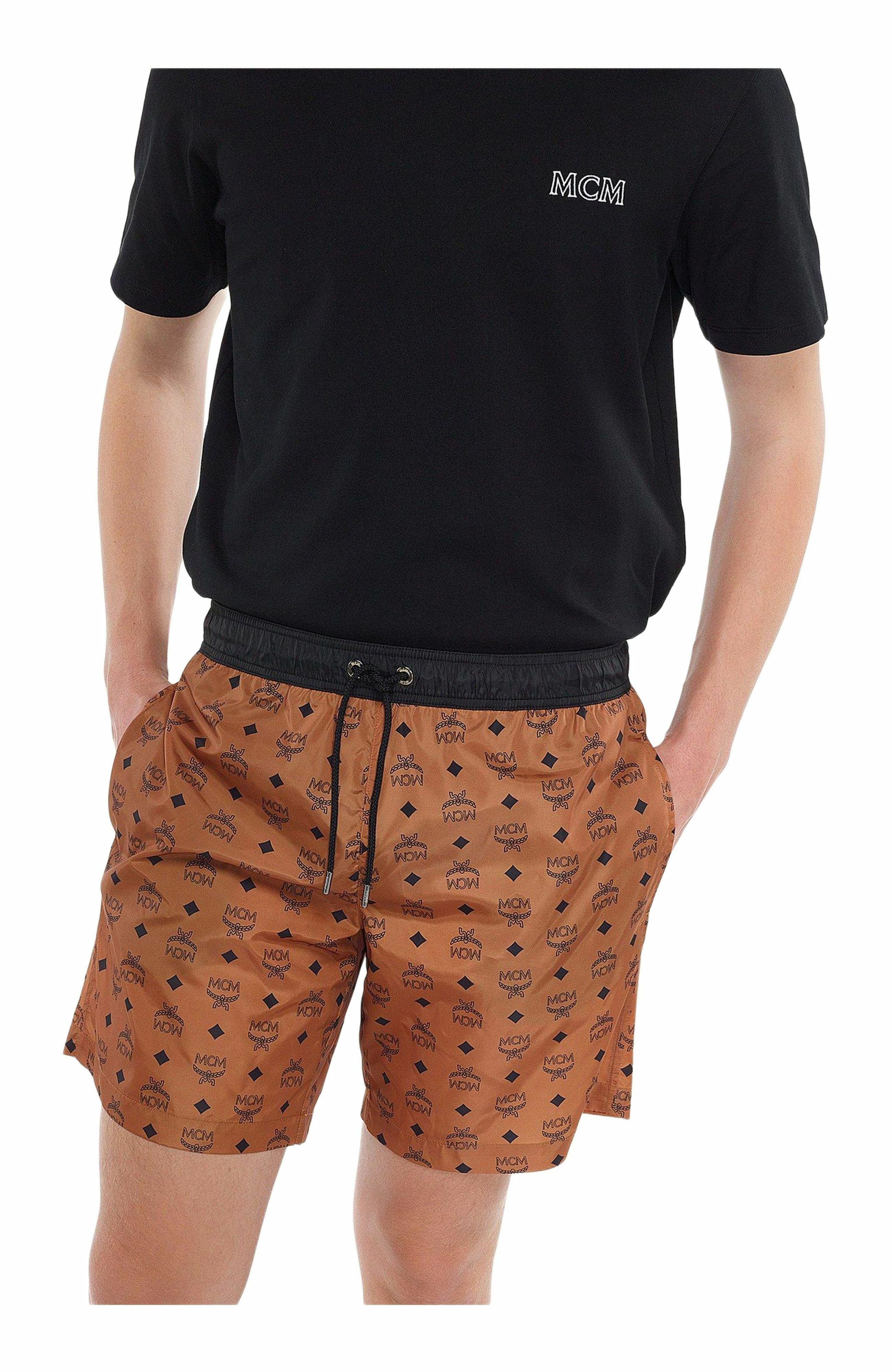 MCM Monogram Print Swim Trunks in Cognac at Nordstrom - 4