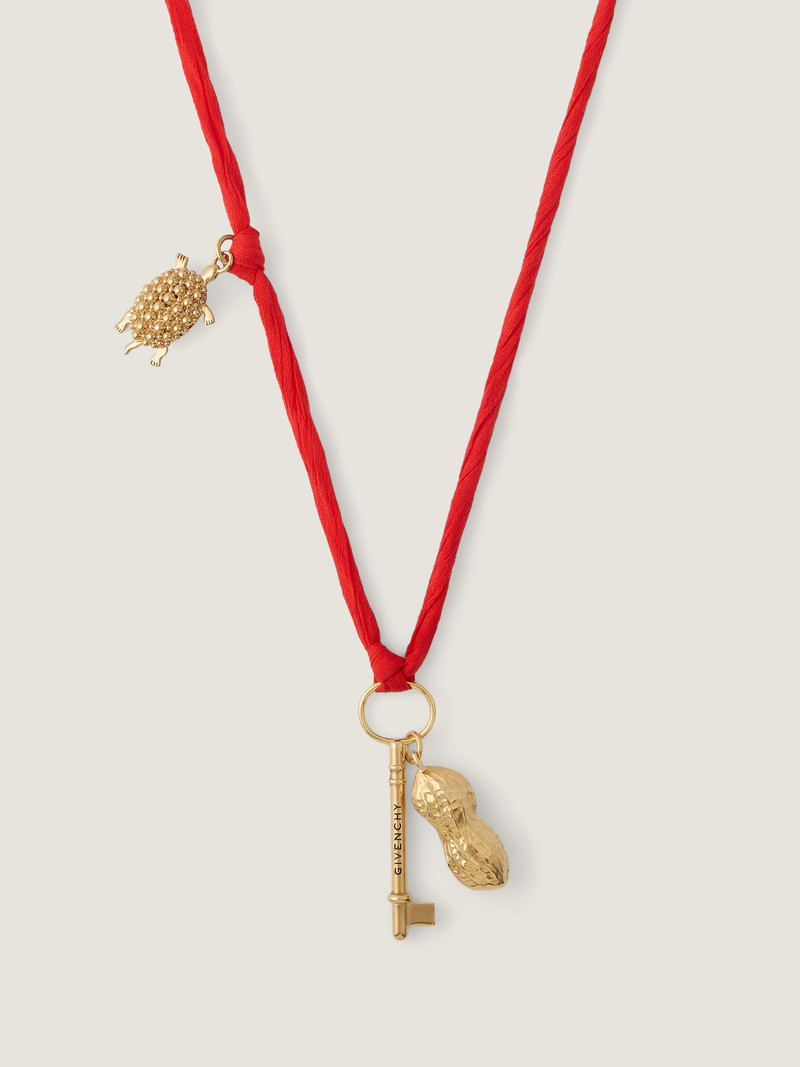 LUCKY CHARMS NECKLACE IN SILK AND METAL 4