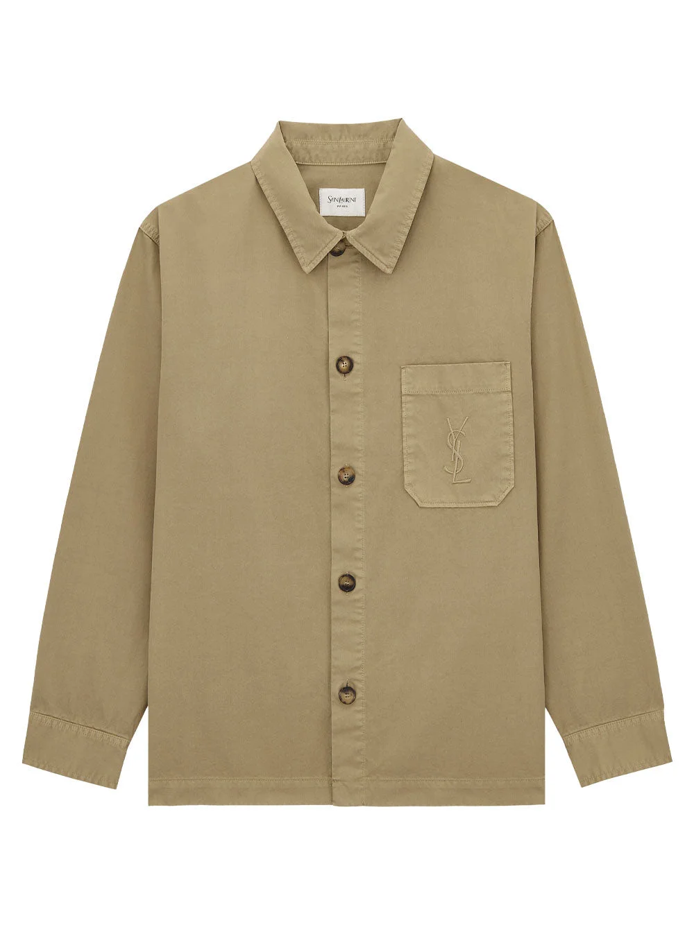 Saint Laurent Men Cotton Linen Gabardine Cassandre Overshirt - 1