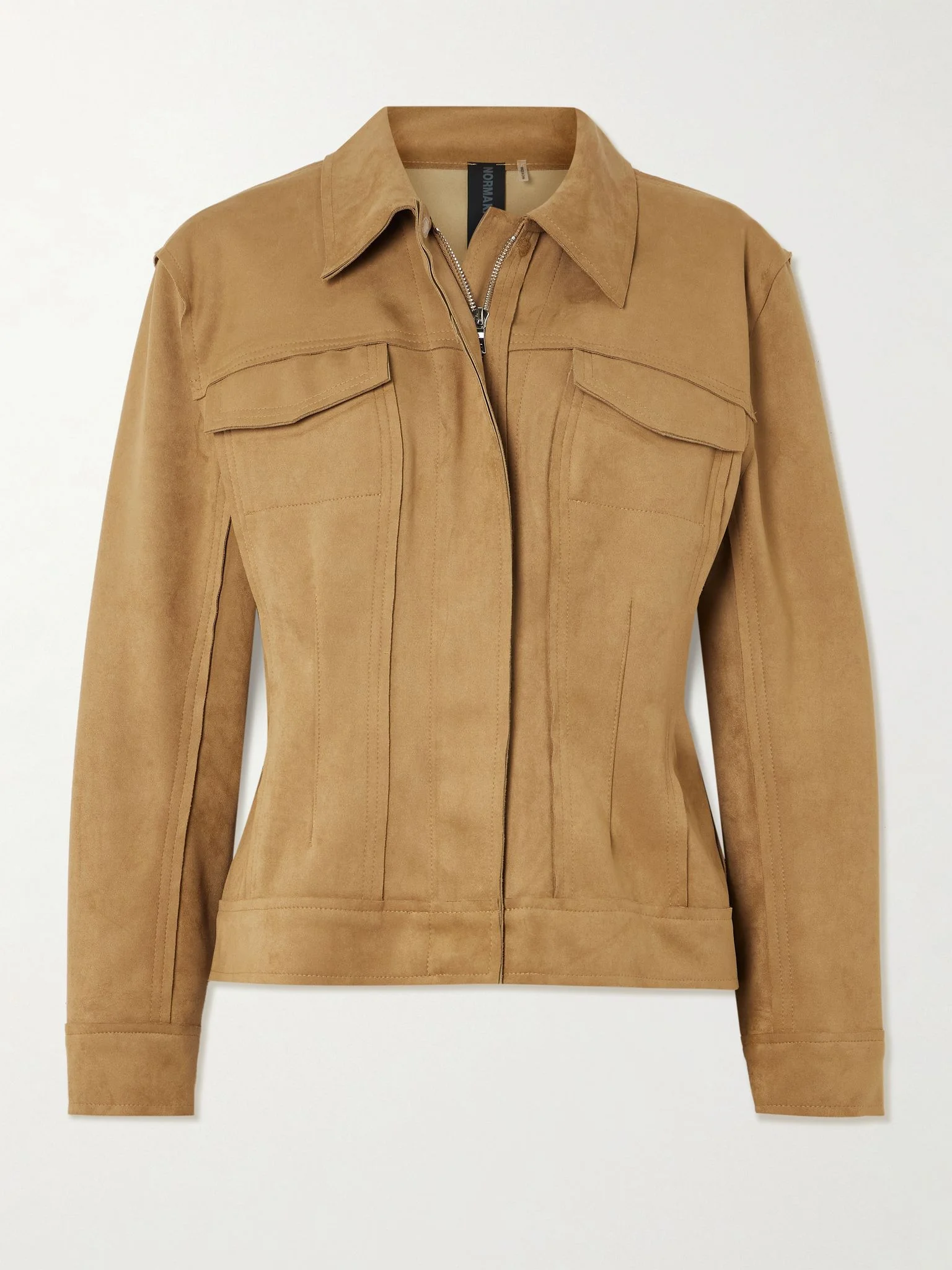 Paneled brushed jacket Brown - 1