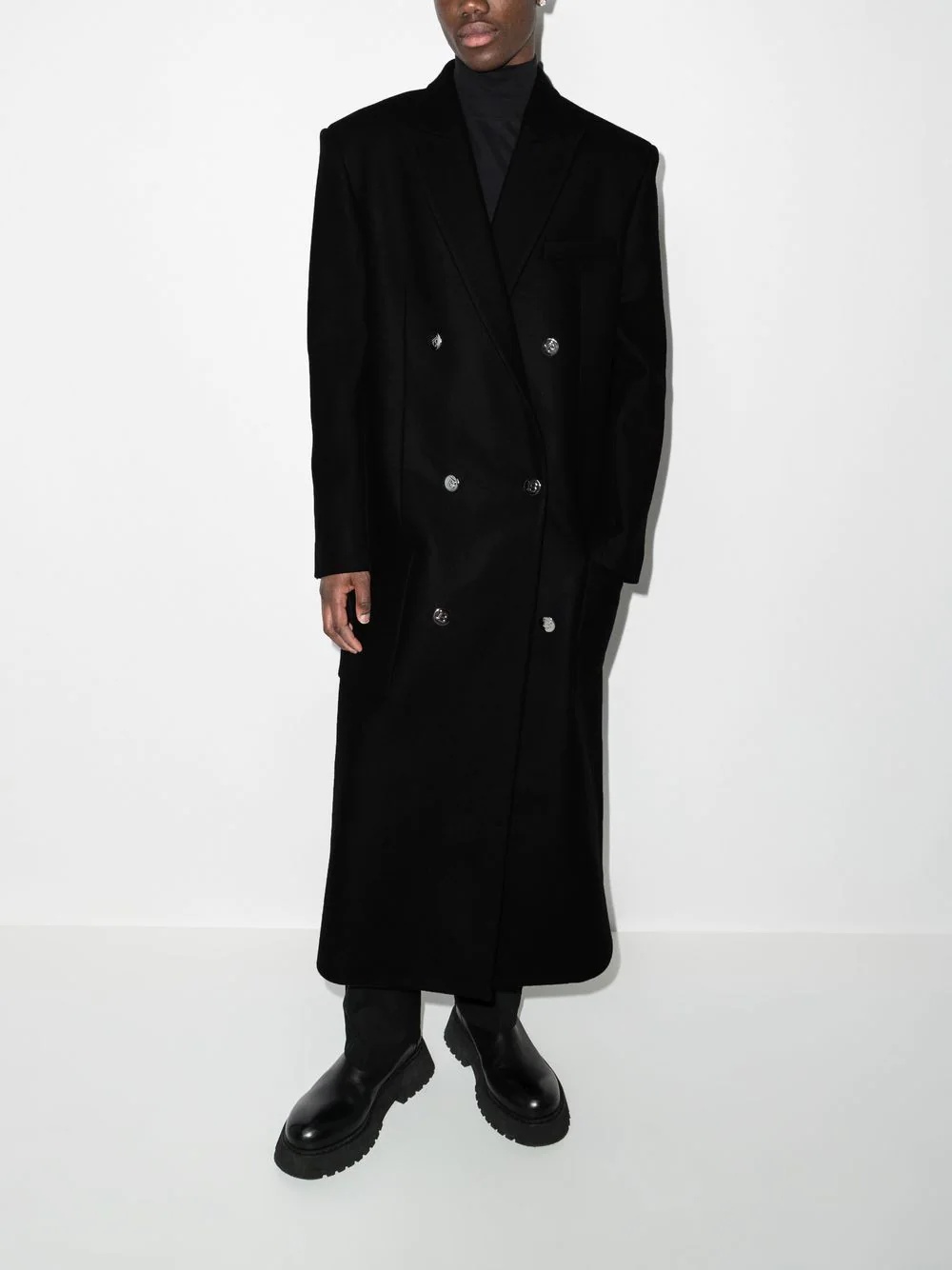 double-breasted tailored coat - 2