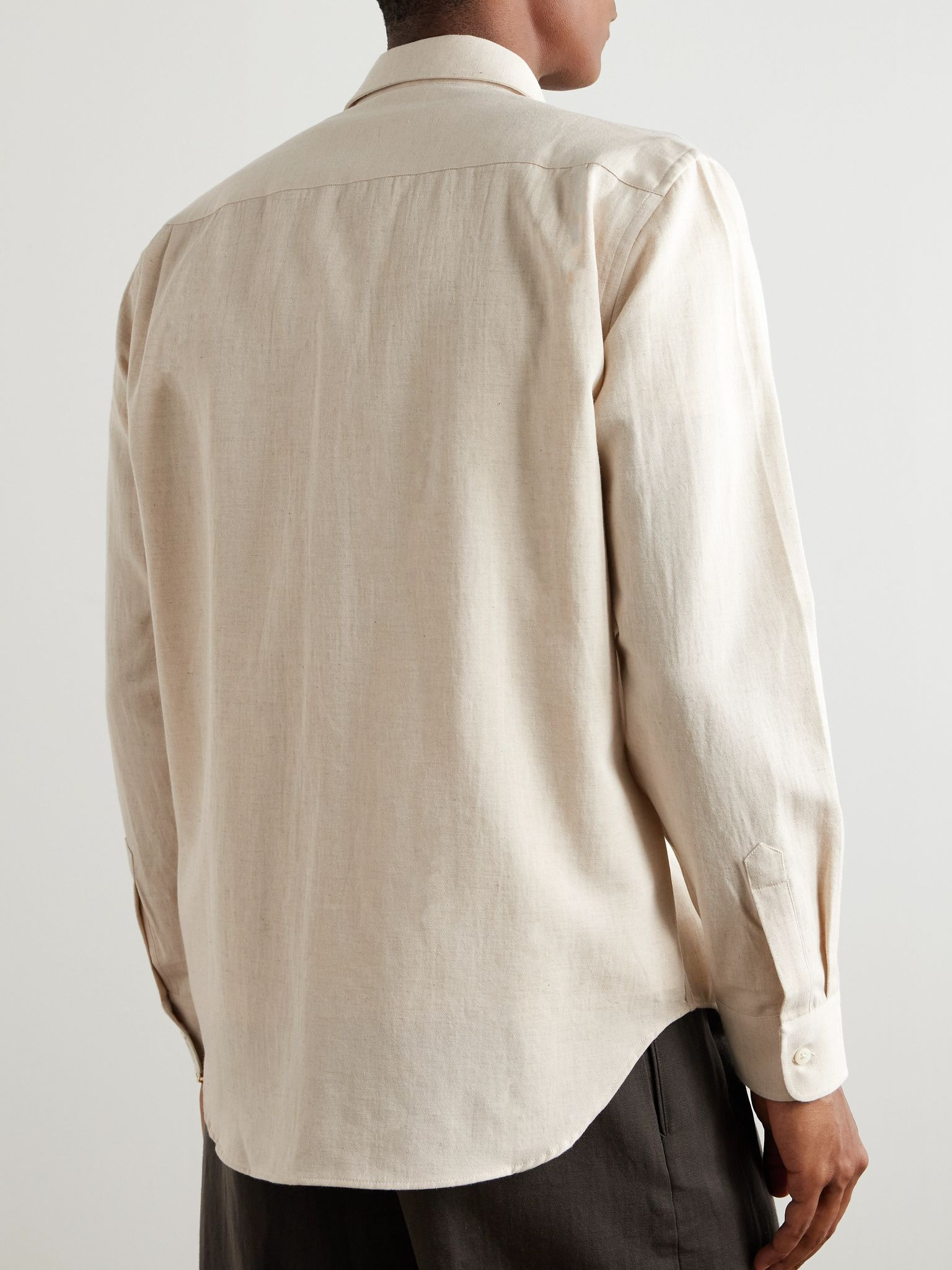 Cotton and Hemp-Blend Gabardine Shirt Cream - 4