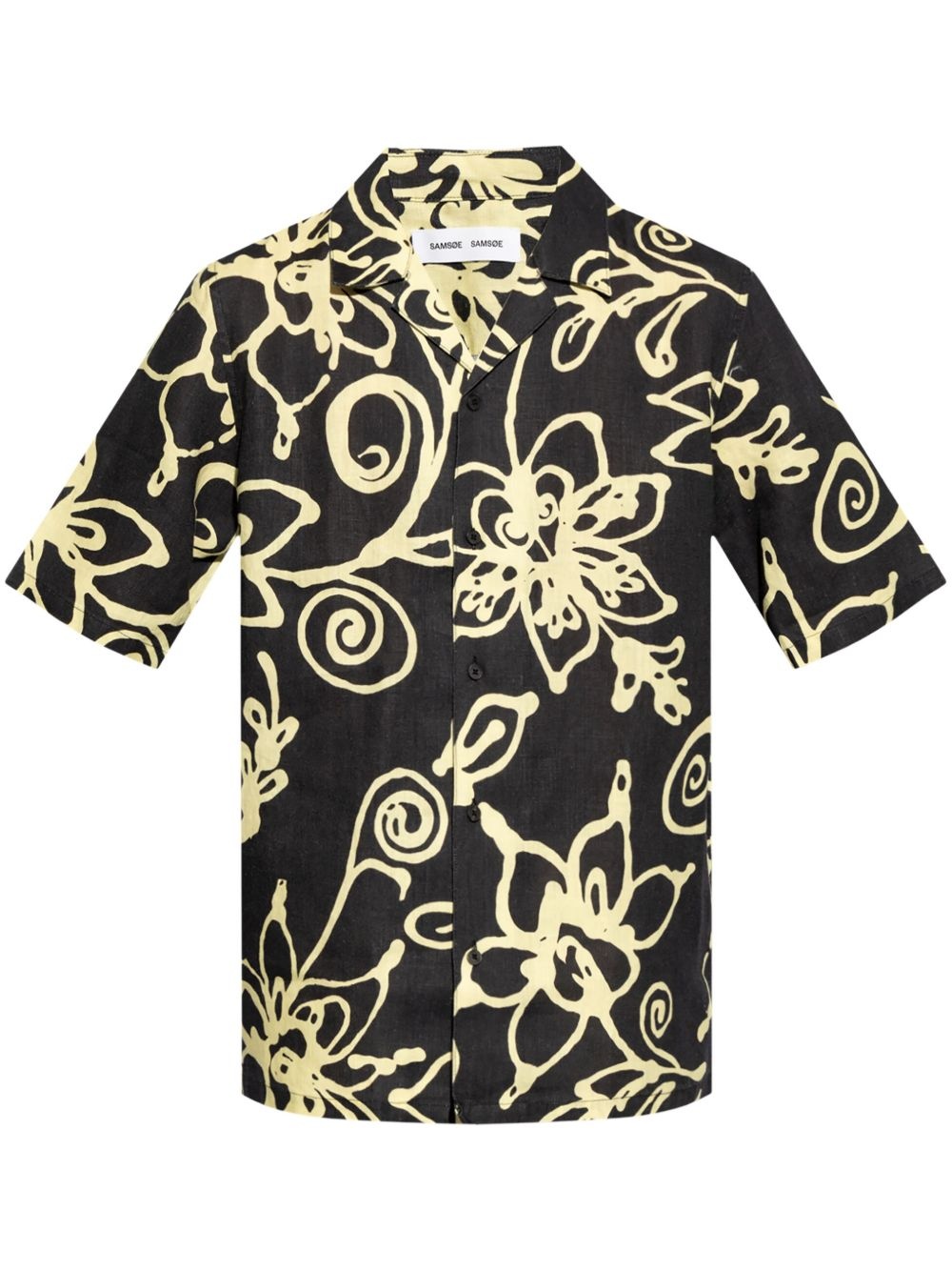 floral-print linen shirt - 1
