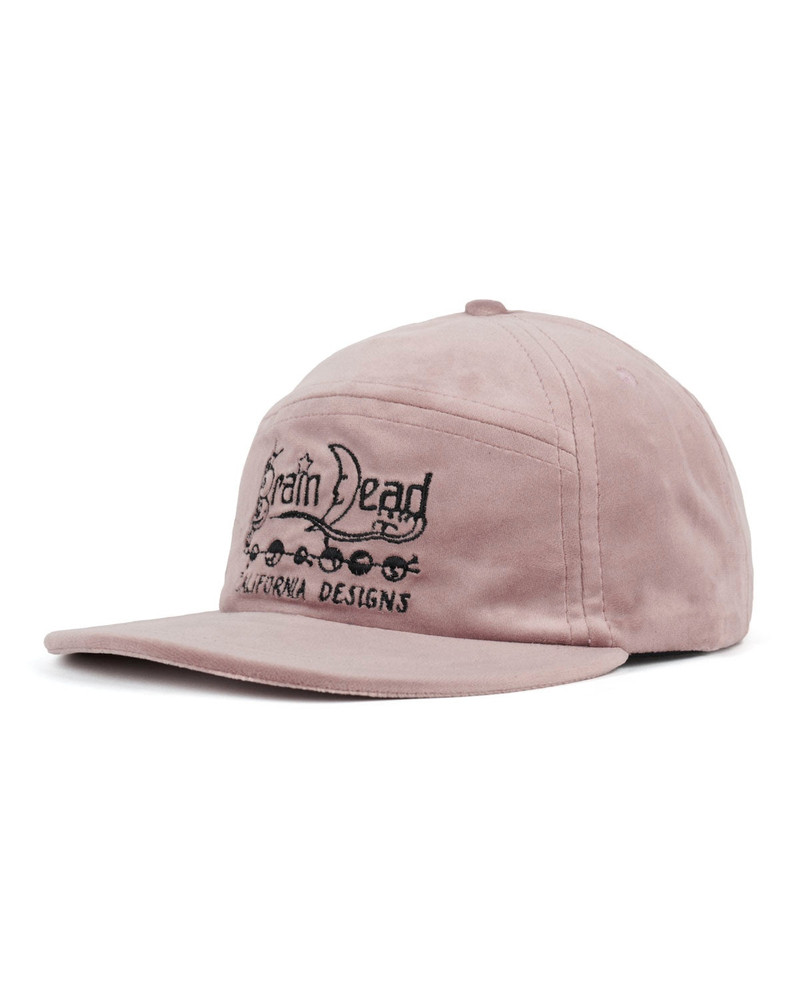 Velveteen Curved Front 6 Panel Hat - Pink 3