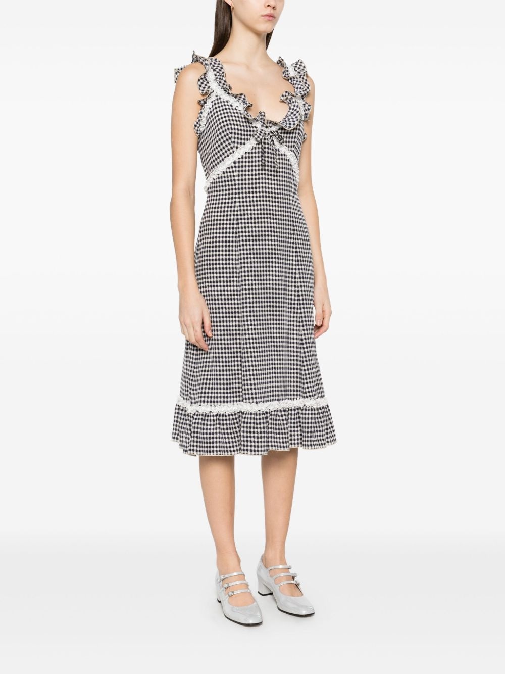 grid-pattern midi dress - 3