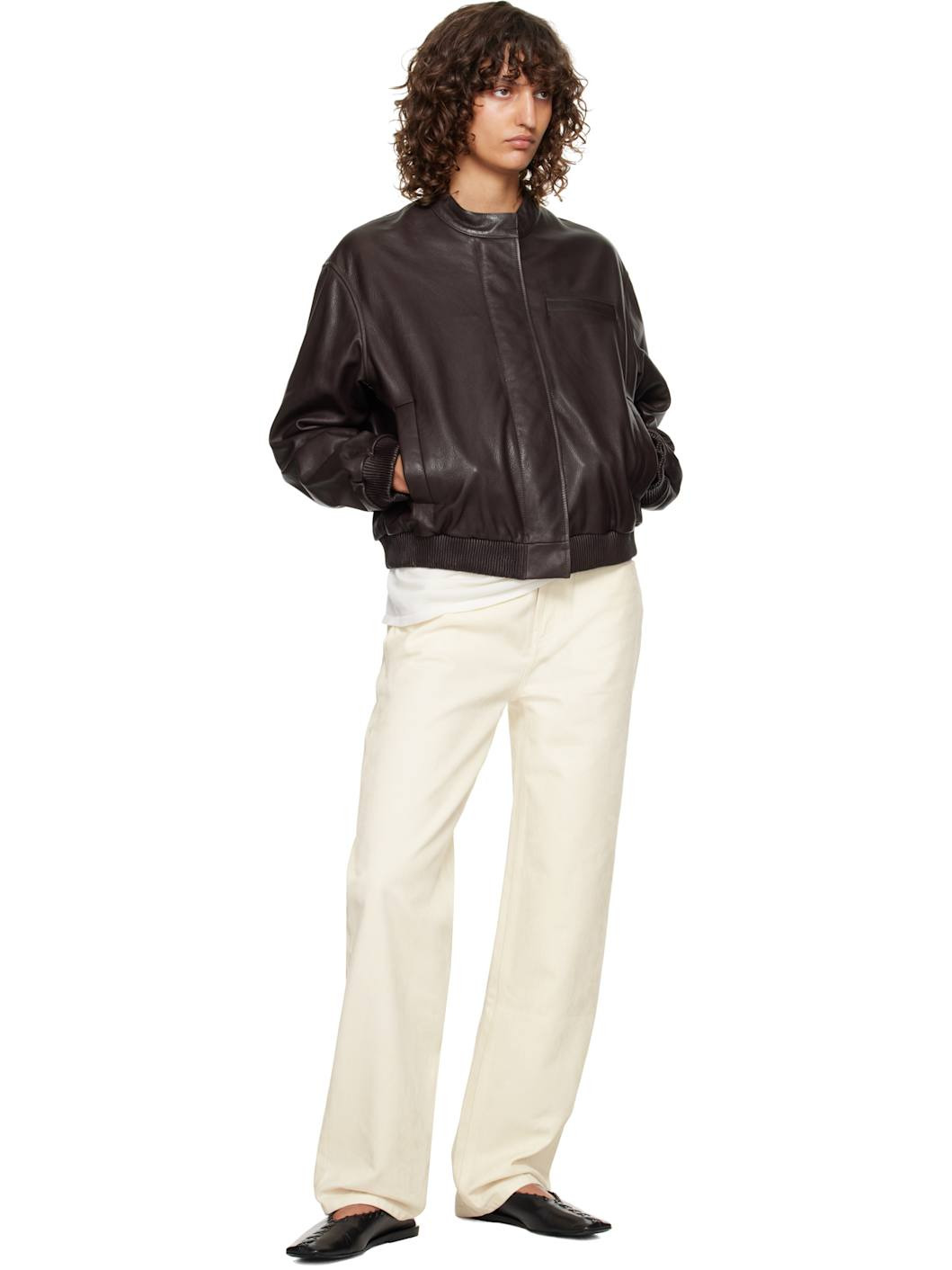 Brown Marlow Leather Bomber Jacket - 4
