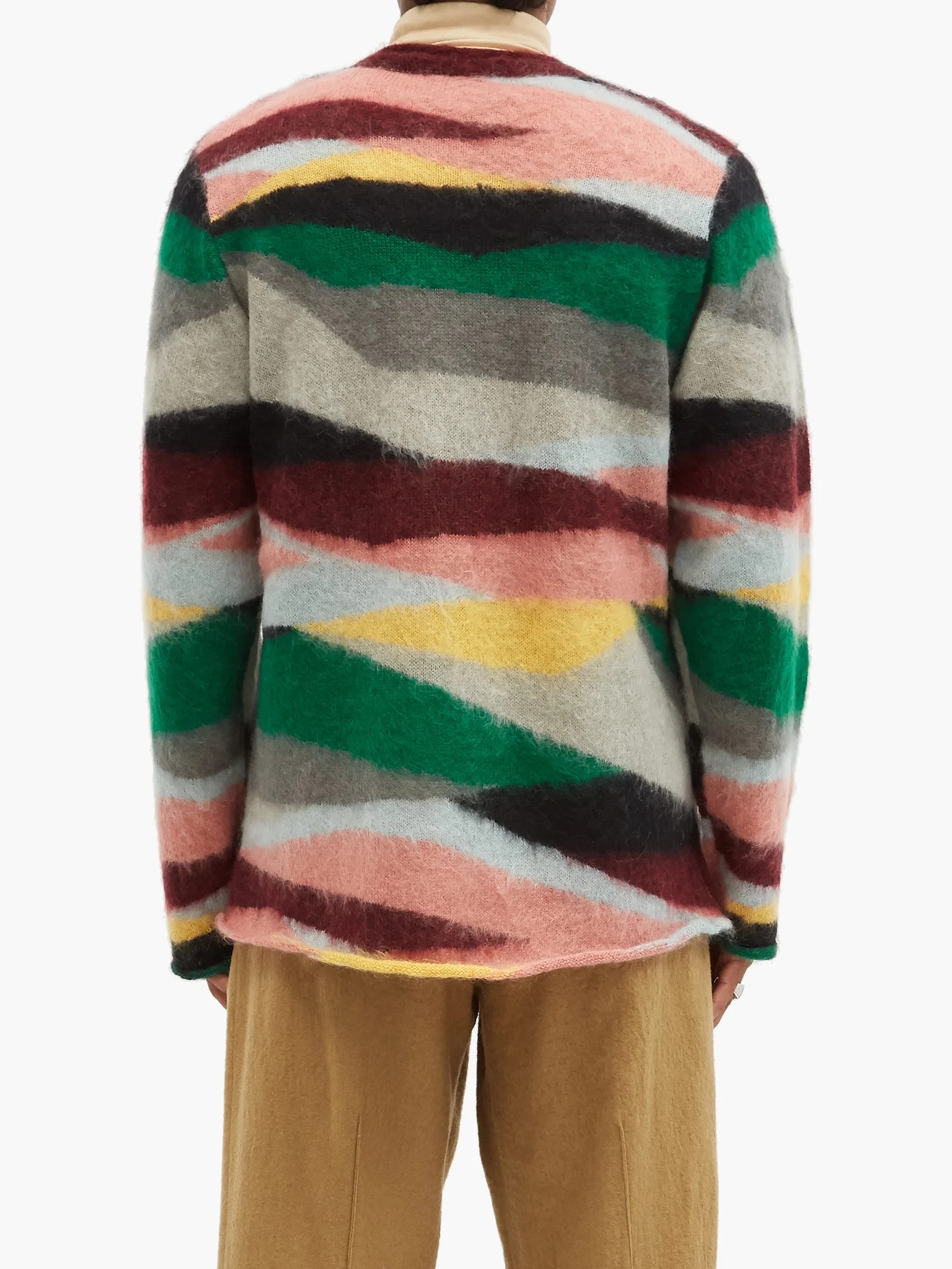 V-neck stripe-jacquard mohair sweater - 5