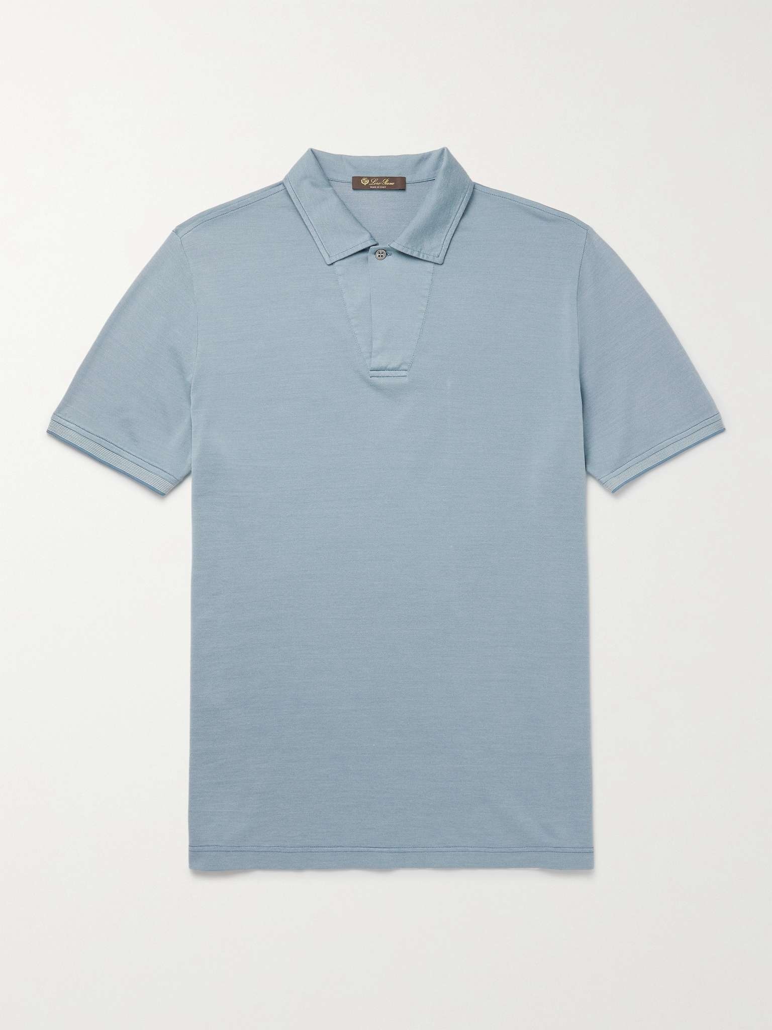 Cotton and Silk-Blend Piqué Polo Shirt - 1