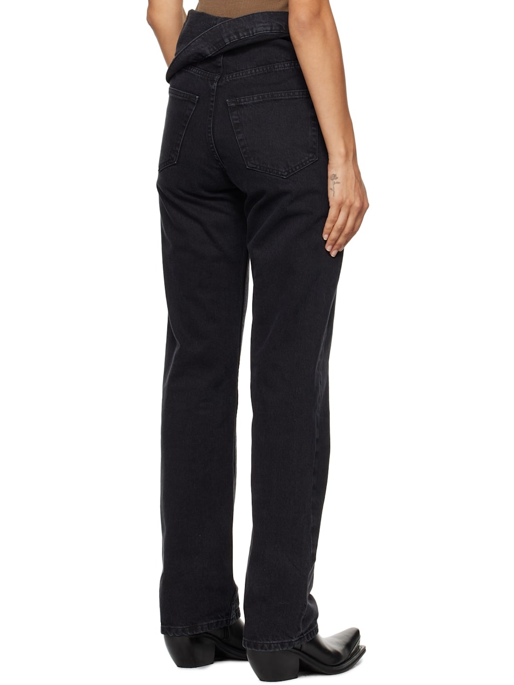 Black Evergreen Asymmetric Jeans - 3