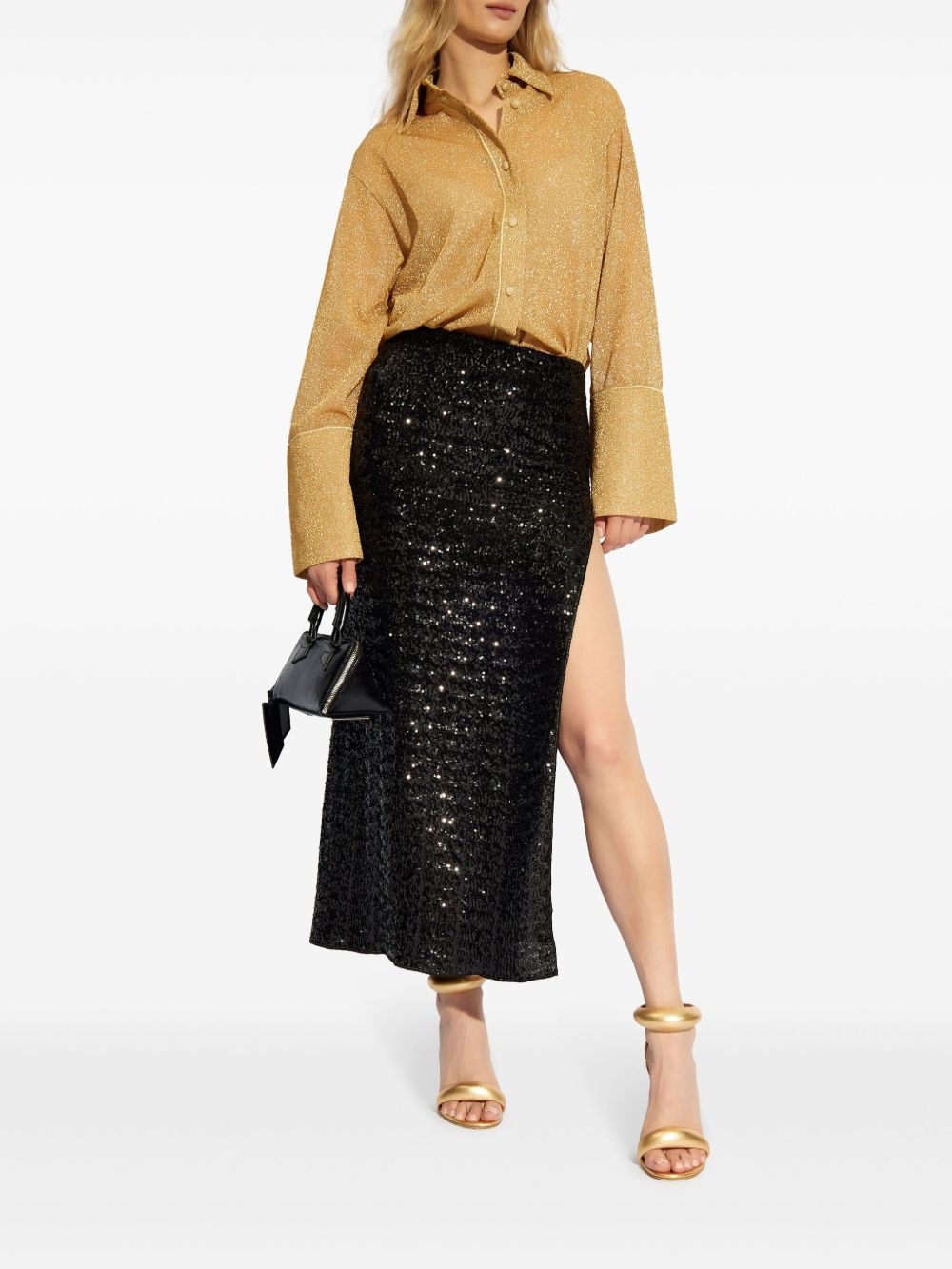 high-waisted sequin-embellished midi skirt - 2