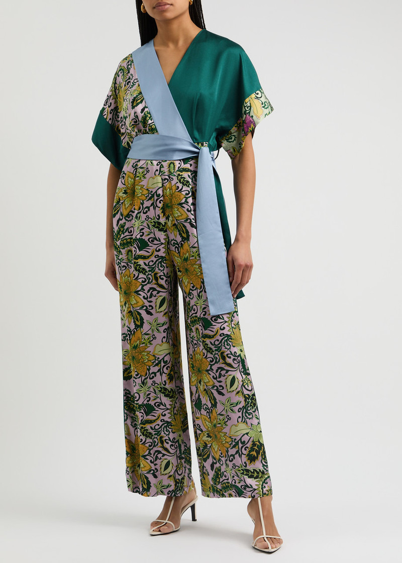 DIANE VON FURSTENBERG Diane Von Furstenberg Rinna Patchwork Satin Jumpsuit outlook