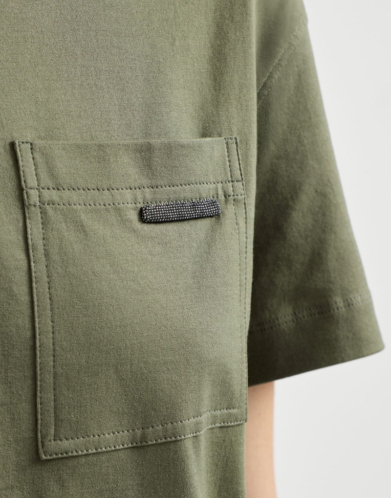 Cotton jersey T-shirt with shiny tab 4