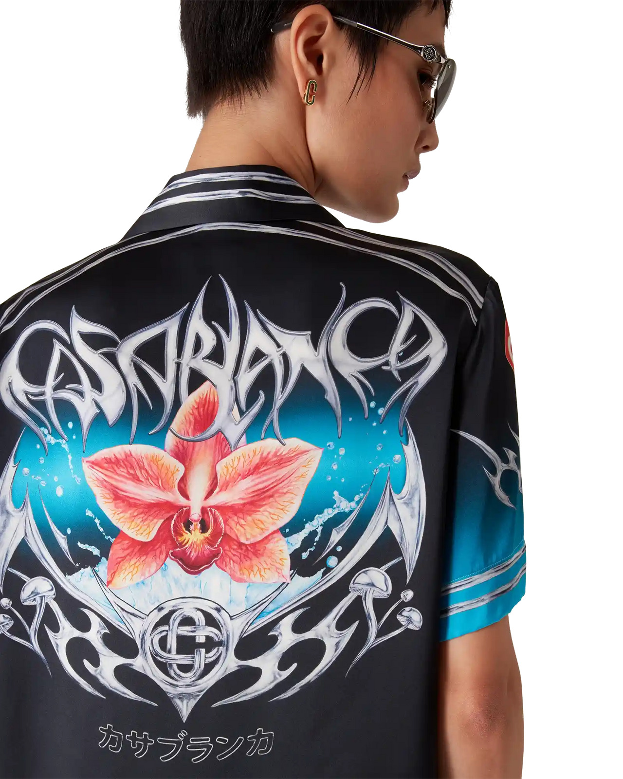 Blades Short Sleeve Silk Satin Shirt | Casablanca Paris - 5
