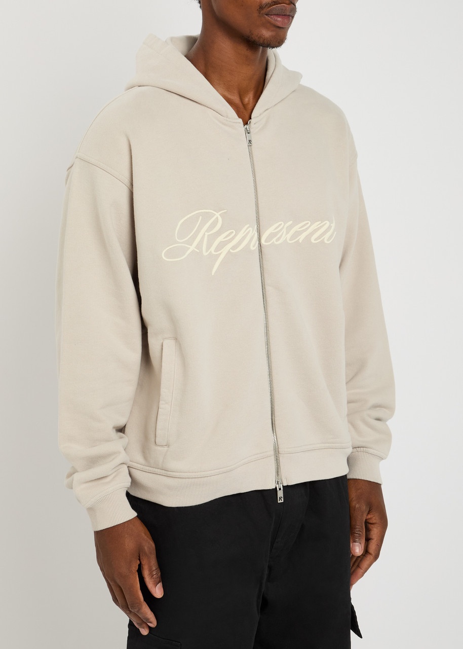 Represent Script Logo Zip Hooded Cotton Sweatshirt - 2