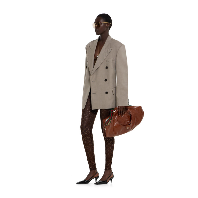 GUCCI Double-breasted wool mouliné jacket outlook