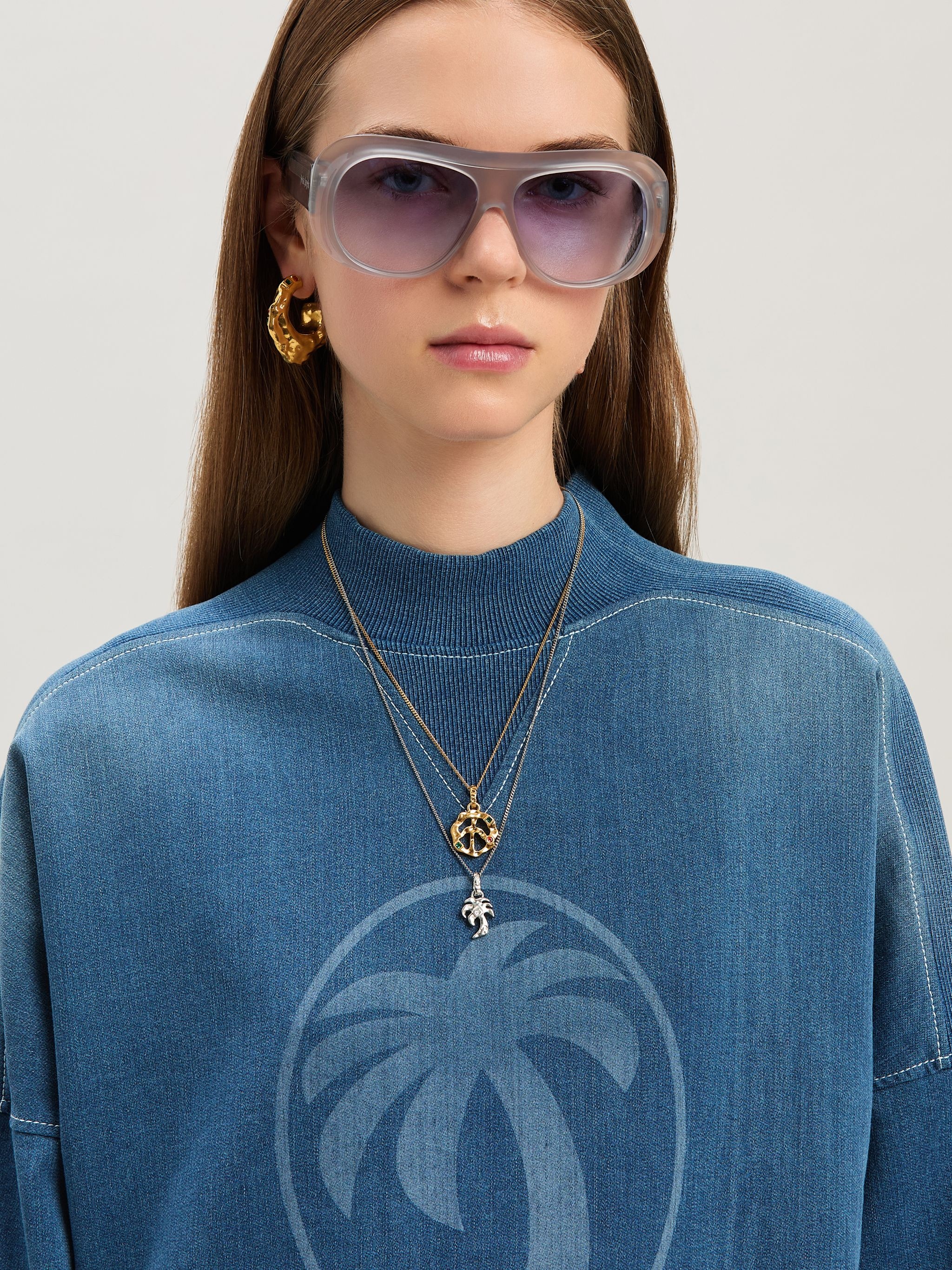 Oval Palm lasered crewneck Sweatshirt - 6
