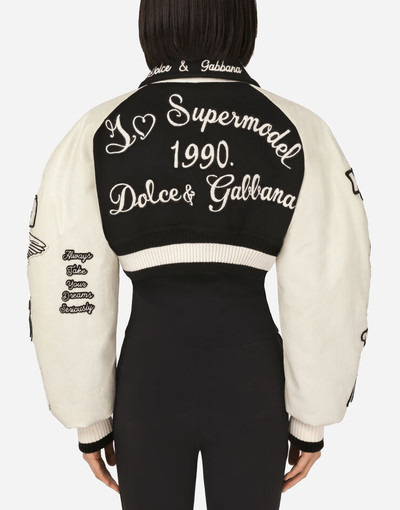 Dolce & Gabbana Short baize jacket with leather sleeves outlook