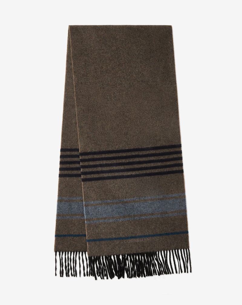 Brown/light Blue wool and cashmere scarf 1