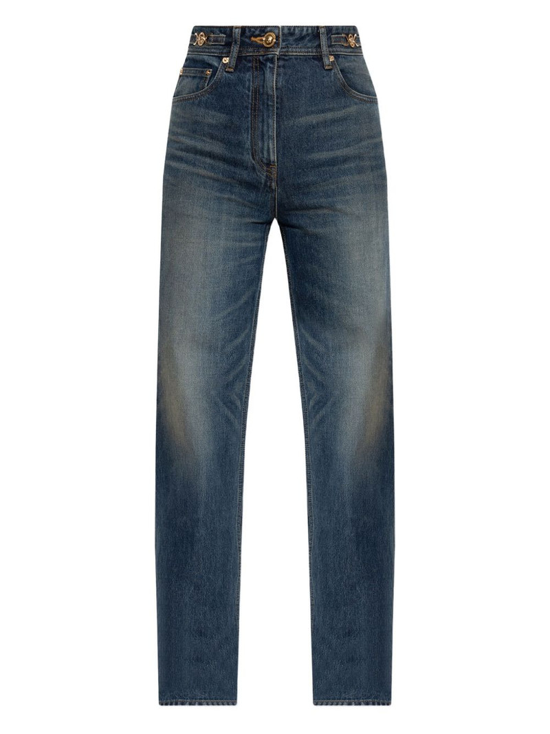 plaque-detailed jeans 1