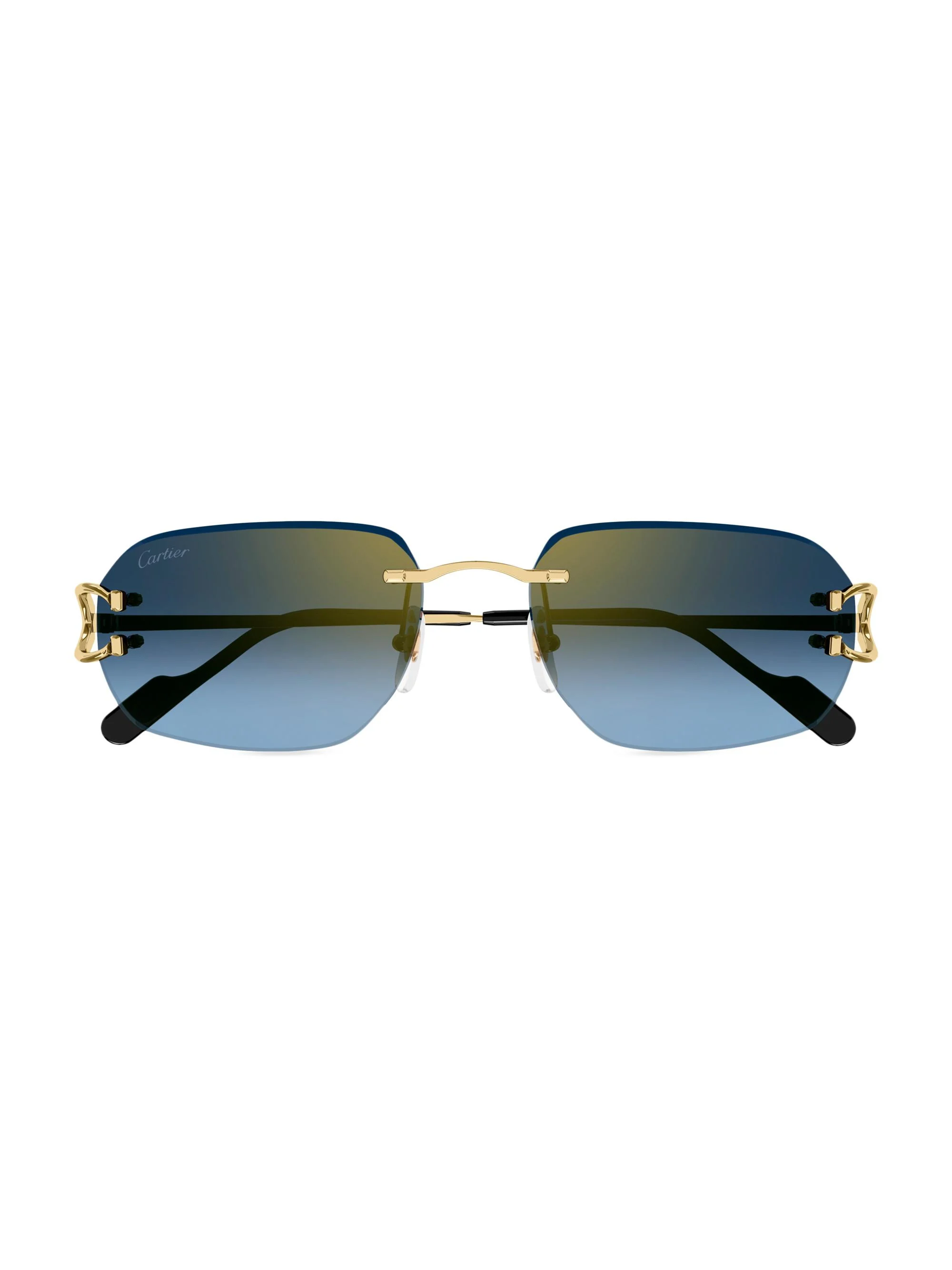 Women's C Decor 58MM 24K-Gold-Plated Metal Rimless Pilot Sunglasses - Gold Blue Gradient - 1