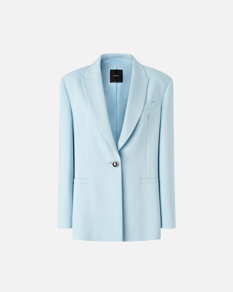 SINGLE-BREASTED CADY BLAZER WITH JEWEL BUTTON - 1