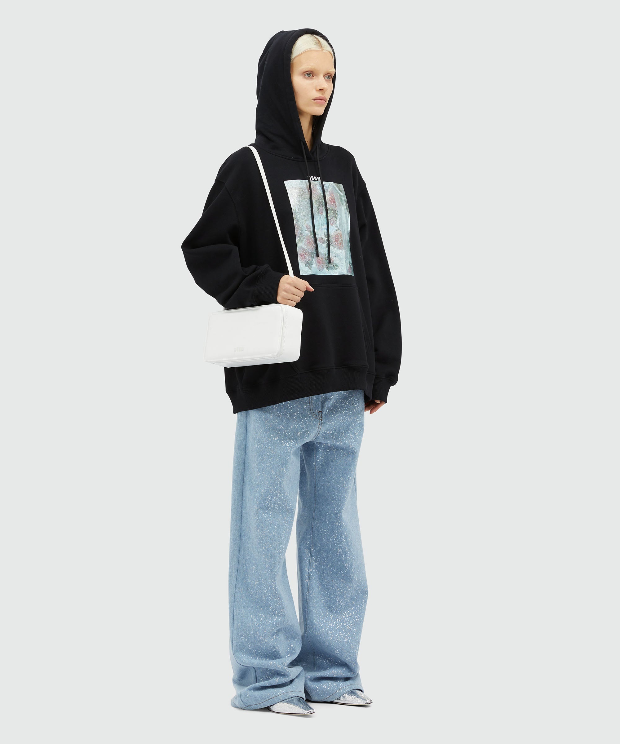 Jersey sweatshirt with rose graphic print - 4