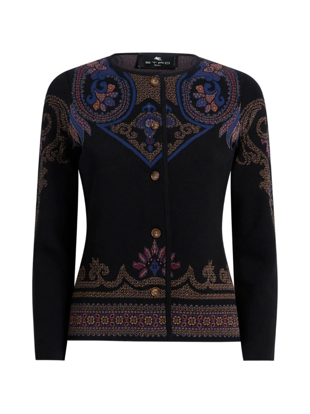 jacquard cardigan with foliage motif - 1
