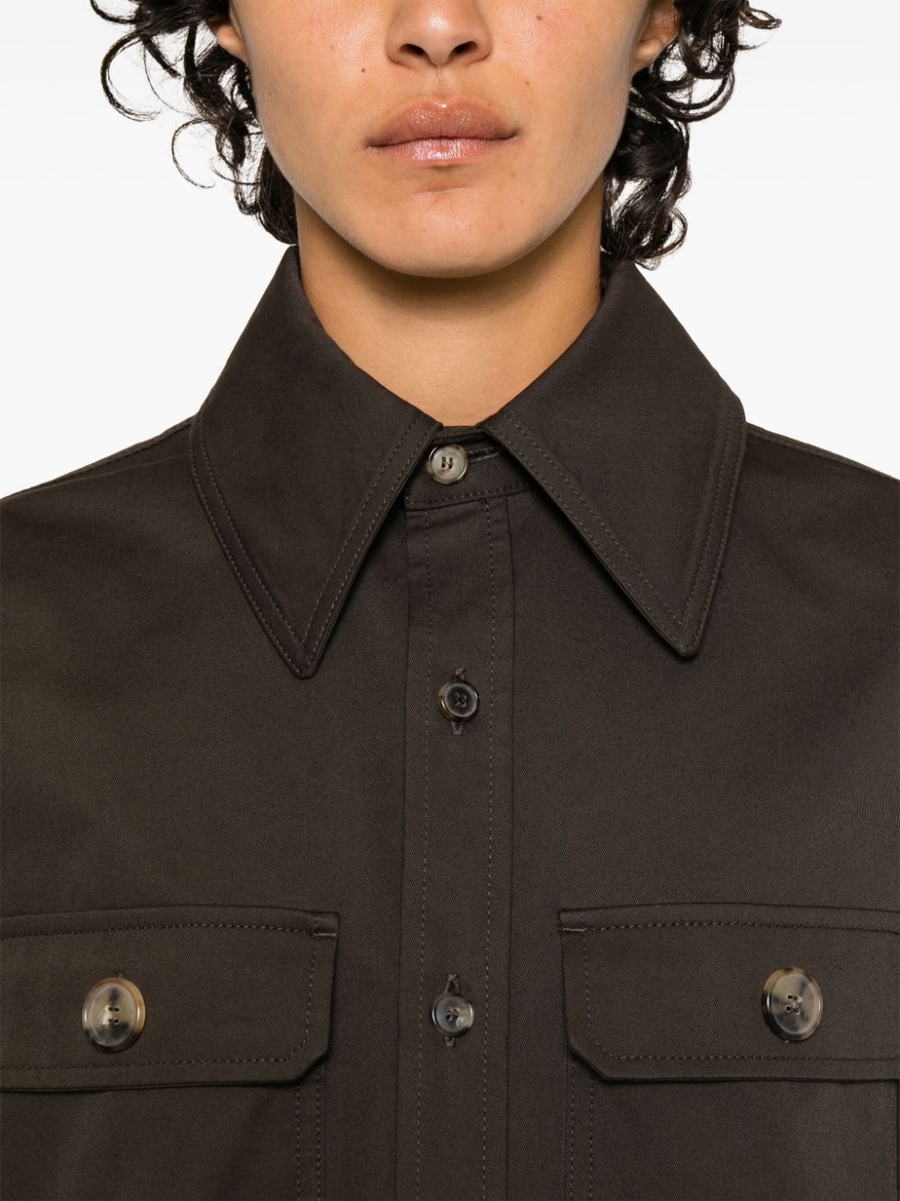 point-collar organic cotton shirt - 10