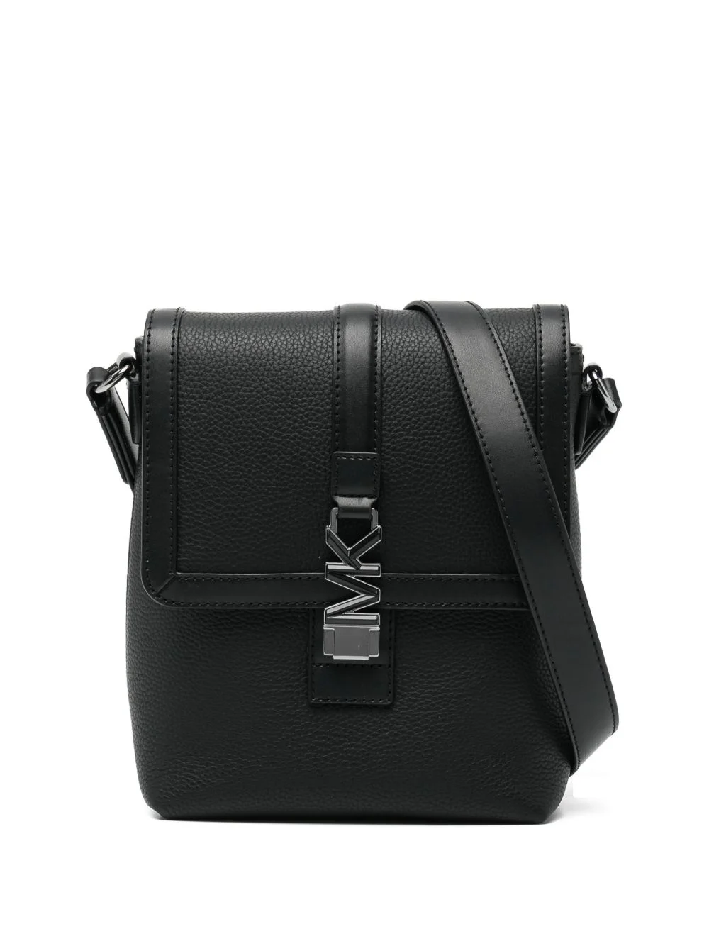 logo-lock leather messenger bag - 1