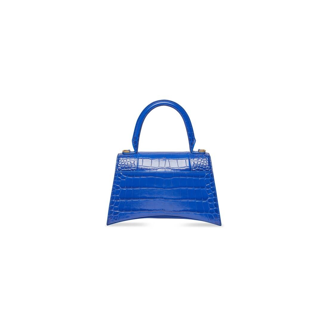 Women's Hourglass Small Handbag Crocodile Embossed  in Electric Blue - 7